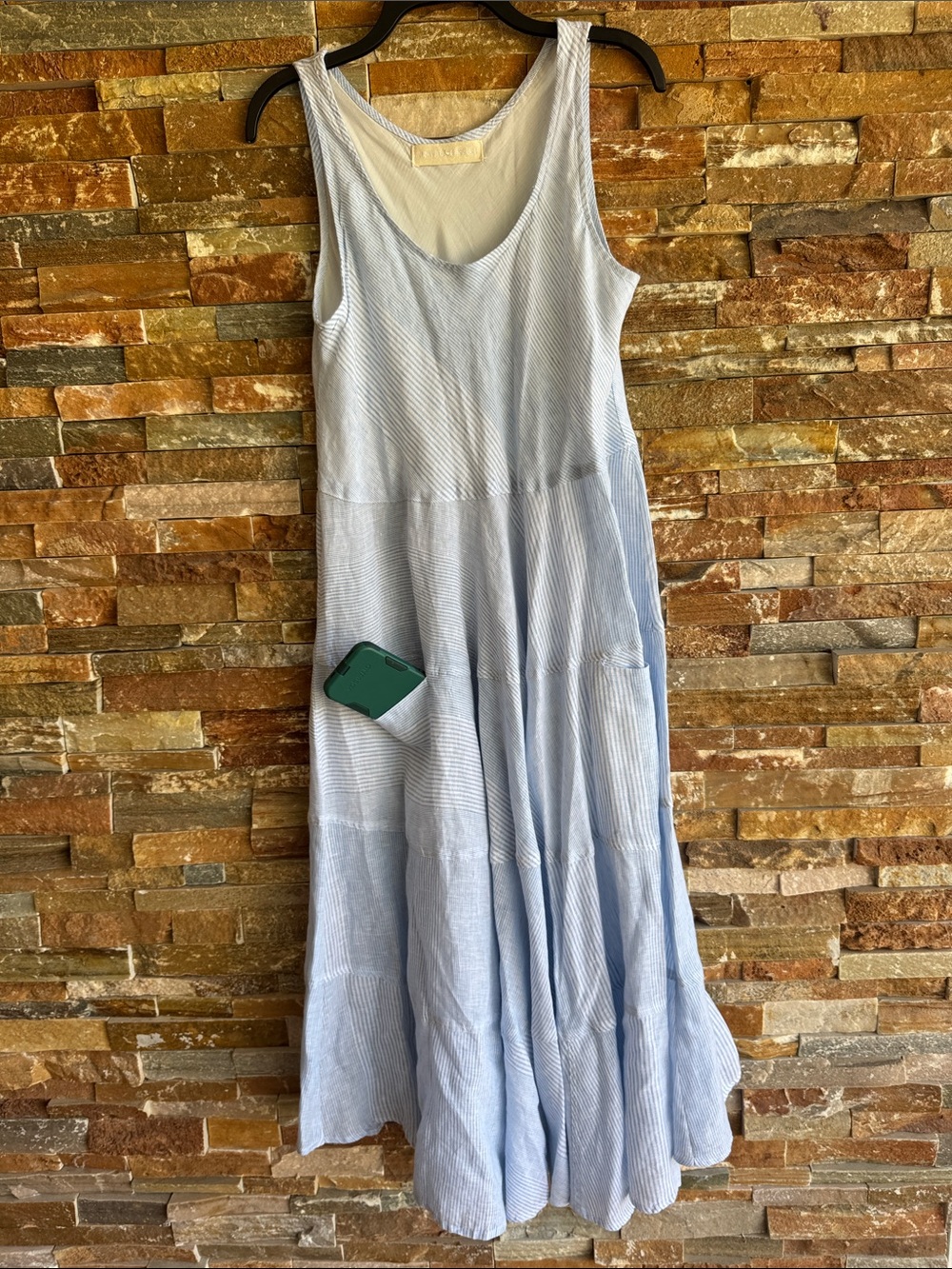 CP Shades Gorsuch Linen Maxi Dress Light Blue White No Size Tag Measure Listed - Picture 10 of 16